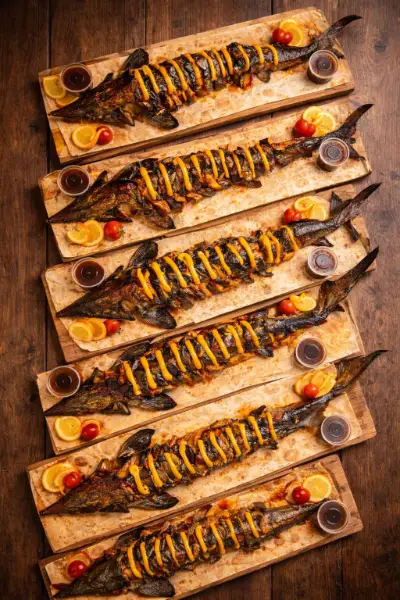 Fried sturgeon